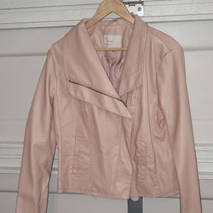 Pink faux Leather moto jacket